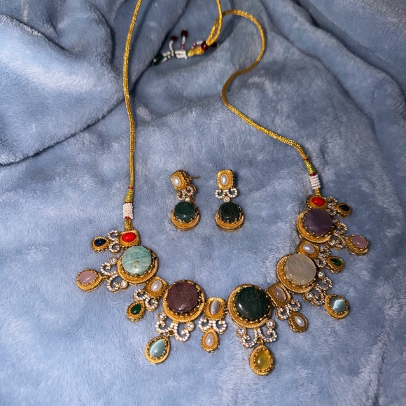 Jewelry - Indian Sabyasachi Elegant Multicolor Necklace and Earring Set